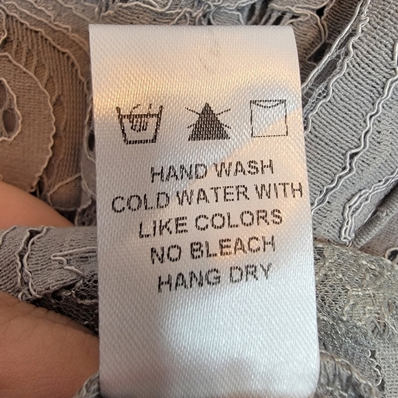 VICI Shift Dress Gray Cotton Lace Eyelet Embark In Style Women's Small High Neck - Picture 10 of 15